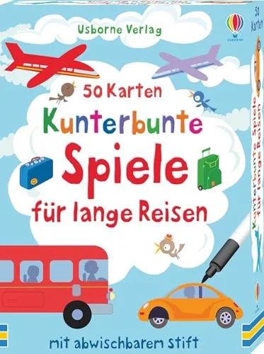 Karten: Kunterbunte Spiele für lange Reisen: mit abwischbarem Stift (50-Karten-Reihe) 50