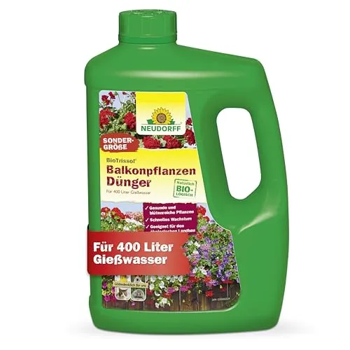 Neudorff BioTrissol BalkonpflanzenDünger – Organischer Bio-Dünger für alle Balkonpflanzen sorgt für üppig blühende Balkonkästen und Blumenkübel, 2 Liter
