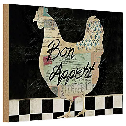Holzschild Spruch 30x20cm Huhn Hühner Bon Appetit Eier