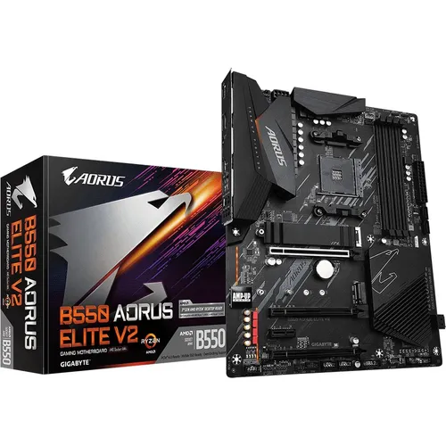 Gigabyte B550 AORUS Elite V2 Mainboard - ATX Mainboard für AMD AM4 mit B550 Chipsatz, bietet optimale Leistung und erweiterte Gaming-Funktionen für höchste Ansprüche.