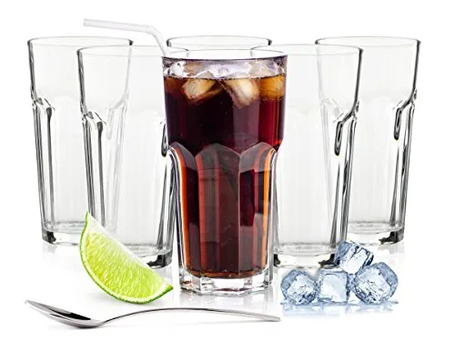 Sendez Longdrinkgläser 425 ml – 6er Set Trinkgläser für Cocktails, Caipirinha, Eiskaffee & Softdrinks – robuste Gläser für Bar & Haushalt