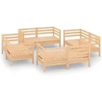 vidaXL 8-tlg. Garten-Lounge-Set aus Kiefernholz - Braun - Robustes 8-tlg. Garten-Lounge-Set aus massivem Kiefernholz, ideal zum Entspannen und für gesellige Stunden im Freien. Kombinierbar mit modularen Segmenten für individuelle Gestaltungen!