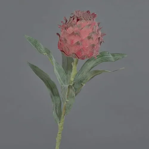 artplants.de Kunstblume Artischocken Blüte LANQIN, Burgunderrot, 60cm - Deko Blume