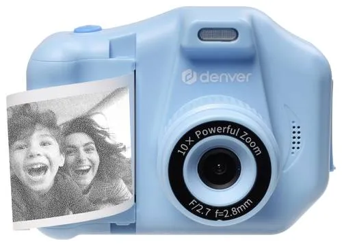 Inter Sales KPC-1370 - Kinderkamera mit Drucker in Blau, kreative Fotografie für junge Entdecker