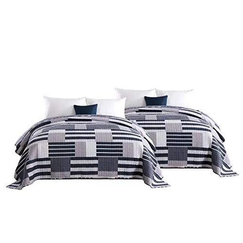 WOLTU® 2 x Tagesdecken Bettüberwurf Steppdecke - Tagesdecken im Patchwork-Design, 150x200 cm, aus weichem Polyester für zusätzlichen Komfort und Maschinenwäsche bis 40°C, ideal für ein stilvolles Schlafzimmer.