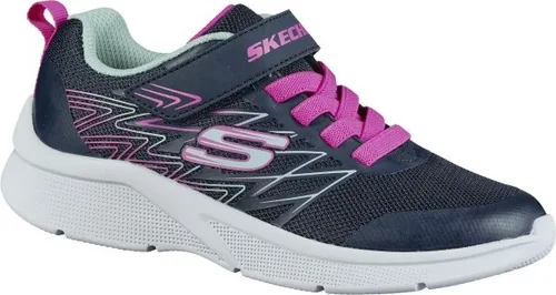 Skechers Microspec Bold Delight, Mädchen Sneaker in Dunkelblau - Bequeme Sneaker für Mädchen mit herausnehmbarer, gepolsterter Einlegesohle, waschmaschinenfest und ideal für jeden Tag. Trendiges Design und einfacher Klettverschluss für unkompliziertes An- und Ausziehen.