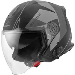 Bogotto V586 Detri BT Bluetooth Jethelm, schwarz-grau, Größe XS - Motorradhelm mit integriertem Bluetooth, ratschenverschluss und thermoplastischer Außenschale für optimalen Komfort und Sicherheit.