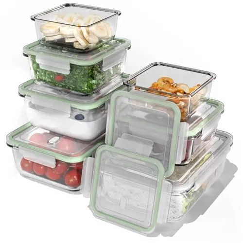 classbach Glasbehälter mit Deckel 7er Set - Vorratsdosen-Set aus robustem Glas, ideal für Mikrowelle, Spülmaschine und Gefrierfach. Mit Dampfventil für schnelles Erwärmen und 4-fach Click & Safe-Verschluss.