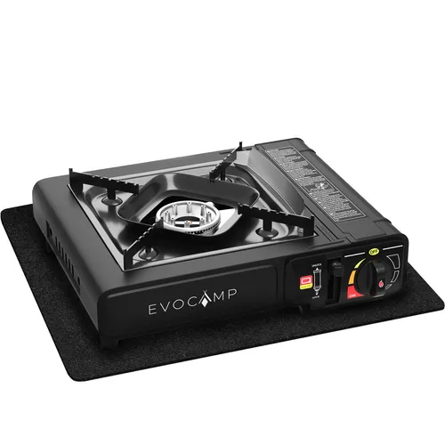 EVOCAMP Gaskocher 1-flammig für 227g Gaskartuschen mit feuerfester Unterlage