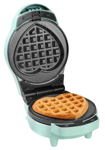 Bestron Mini-Waffeleisen 12,5 cm – Rund & Herzförmig – Türkis