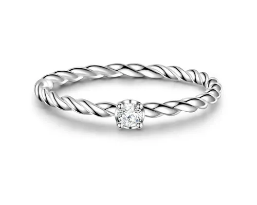 GLANZSTÜCKE MÜNCHEN Damen Solitärring - Ringe für Damen, hochwertig aus rhodiniertem Sterlingsilber mit funkelndem Zirkonia für eleganten Glanz