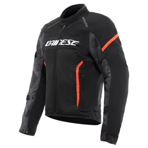 Dainese Air Frame 3 S26 Textiljacke - Schwarz/Neon-Rot - Größe 60 - Die Dainese Air Frame 3 Tex Jacke bietet optimalen Fahrkomfort für den Sommer mit einer Kombination aus atmungsaktivem Mesh und einem herausnehmbaren Windschutz. Ideal für wechselnde Klimabedingungen und ausgestattet mit schützenden Details.