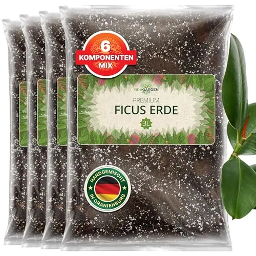 OraGarden Ficus-Erde mit Wurmhumus, 3 L - Ideal für Ficus-Pflanzen - Blumenerde mit spezieller Mischung aus Schale und Perlit, die Wurzeln Platz zum Wachsen bietet und Fäulnis vorbeugt. Perfekt für gesunde Ficus-Pflanzen.