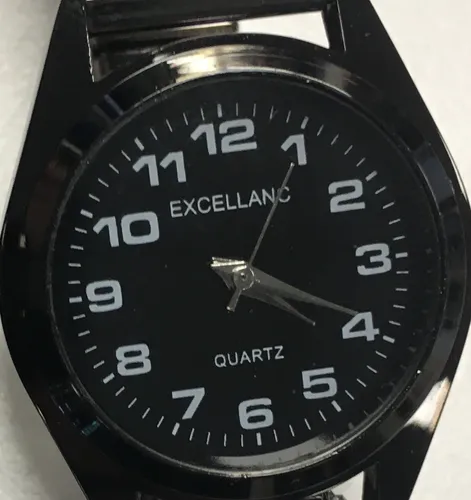 Damenuhr Frauenuhr Armbanduhr Schwarz Zugarmband Stretch Flexarmband 15,5cm Arm