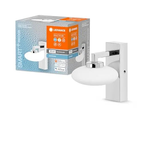 LEDVANCE Smart LED Badezimmerlampe chrome, 7W, 500LM, 3000-6500K, 12cm, IP44, Orbis Elypse Wandleuchte, Badezimmerleuchte mit Wifi Technologie, dimmbar, steuerbar über App und Sprachassistenten