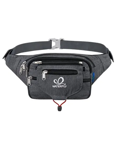 WATERFLY Bauchtasche Gürteltasche Damen und Herren Sport Hüfttasche für Laufen Fitness Joggen Wandern Grau