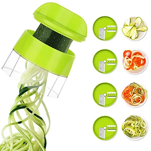 in 1 Spiralschneider Gemüse Julienneschneider Zoodle Maker Zucchini Spaghetti Schneider, Gemüse Zuchini Spiralschneider, Spiralizer für Zucchini, Gurke, Karotte (MEHRWEG) 4