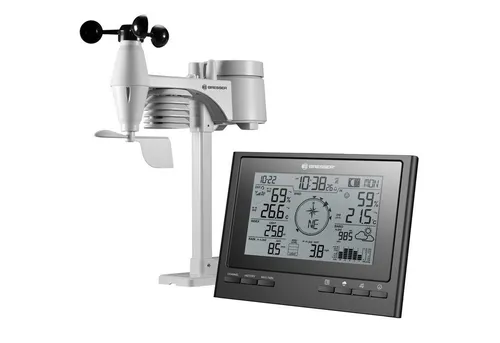 BRESSER 7-in-1 Exclusive ClimateScout Funk-Wetter Center - Wettersensoren mit 7-in-1 Profi-Wettersensor für umfassende Wetterdaten, inklusive Temperatur, Luftfeuchtigkeit und mehr – ideal für präzise Wettervorhersagen.