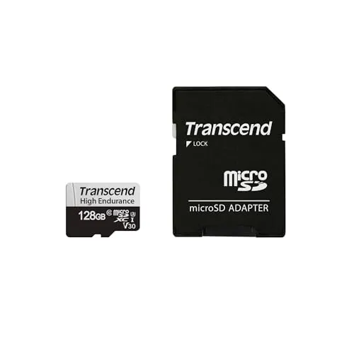 Transcend 128GB microSDXC 350V Speicherkarte UHS-I, C10, U3, Full HD, bis zu 95/45 MB/s, ideal für Dashcams, Überwachungskameras und Sicherheitssysteme - TS128GUSD350V