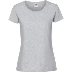 Fruit of the Loom LADIES RINGSPUN PREMIUM T - Damen T-Shirt aus 100% gekämmte, ringgesponnene Baumwolle, graumeliert, XS