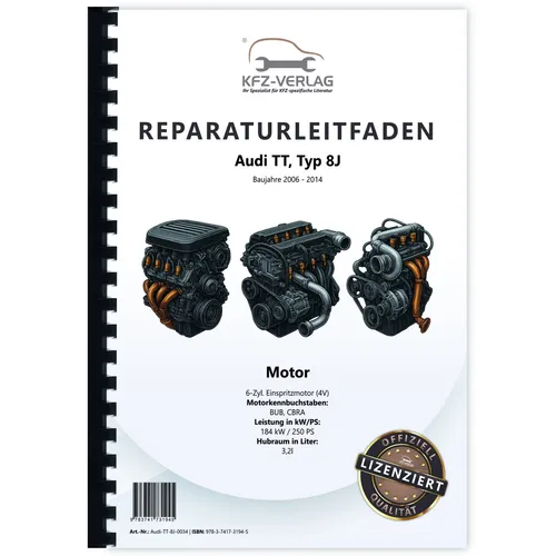 Audi TT, Typ 8J (06-14) 6-Zyl. 3,2l Benzinmotor 4V 250 PS - Reparaturanleitung