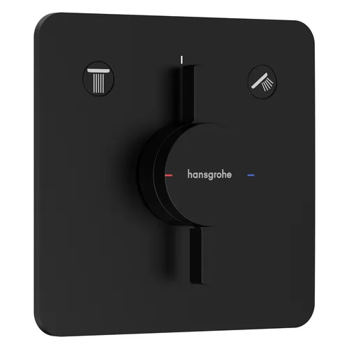 hansgrohe DuoTurn Q Mischer 75414670 Unterputz, mattschwarz für 2 Verbraucher - Duscharmatur mit hoher Durchflussmenge von 31 l/min, Keramikmischsystem für präzise Temperaturkontrolle und anpassbare Rosette für flexiblen Einbau. Ideal für moderne Badezimmer.