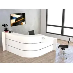 L-Theke Bari klein mit Beratungsplatz in Weiß von Theo Kerkmann Büromöbelfabrik GmbH & Co. KG