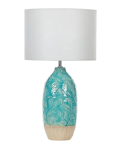 Beliani Tischlampe Ataba mit Keramikfuß in Blau Türkis in türkis von Beliani