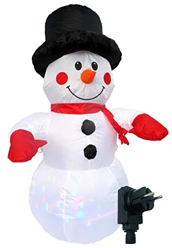 Bonetti Selbstaufblasender Schneemann mit LED-Beleuchtung 120 cm - Weihnachtlicher Zierschmuck mit farbigem LED-Lichterspiel | Selbstaufblasend und einfach zu installieren, ideal für den Eingangsbereich und sorgt für festliche Stimmung.
