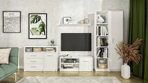 Matkam Möbel Kommode, Weiß, 98x75x35 cm - Elegante Kommode aus Holzwerkstoff, ideal für jede Einrichtung. Mit 3 Schubladen und viel Stauraum, pflegeleicht und perfekt für enge Räume.