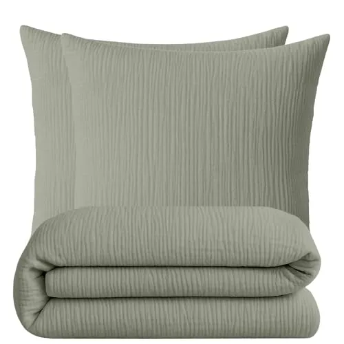 sleepling Musselin Bettwäsche Set 200x220 cm in Olive Grün in oliv von sleepling