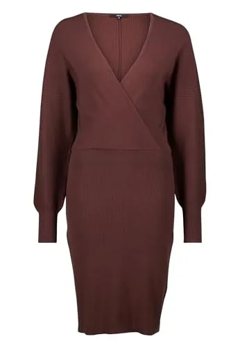 zero Damen Strickkleid mit Wickeloptik 40, Chicory Coffee