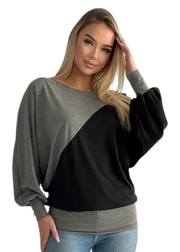 Mississhop Ester Japan Style Damen Bluse - Blusen & Tuniken für Damen, elegante und bequeme Tunika aus zweifarbiger Baumwolle, perfekt für jeden Anlass und kaschiert kleine Problemzonen.