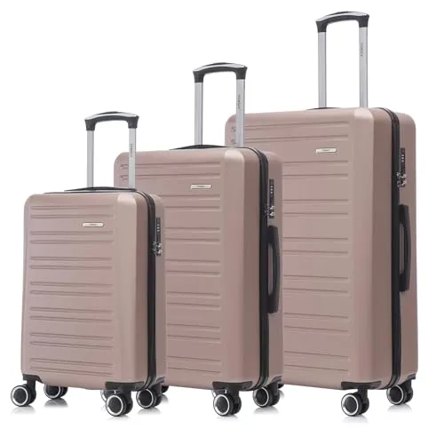 YONSLY Trolley Reisekoffer Set 3er, Roségold in pink von YONSLY
