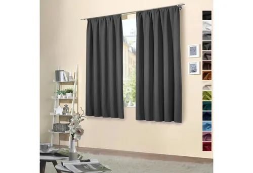 heimtexland Verdunkelungsvorhang - Thermo Vorhänge blickdicht (2 St) - Thermovorhänge in Dunkelgrau, bieten effektiven Sonnenschutz, Kälteisolierung und Schalldämmung für ein angenehmes Raumklima.