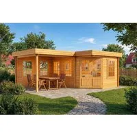 Alpholz Gartenhaus 5-Eck Pepe - Geräumiges Design für gesellige Stunden - Gartenhäuser - Das 5-Eck Gartenhaus Pepe bietet großzügigen Raum für gesellige Zusammenkünfte und ist dank der Imprägnierung vor Schimmel geschützt, was den Aufbau erleichtert.