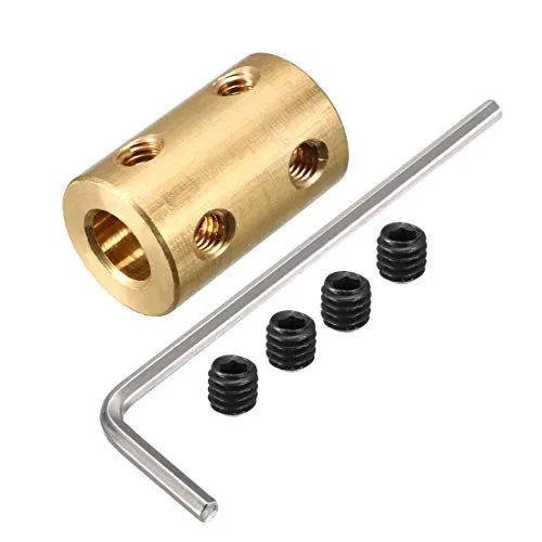 sourcing map 7mm bis 7mm Bohrung Starre Kupplung 22mm Länge 14mm Dmr Motorwellenkupplung Stecker Kupfer