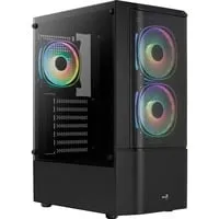 Aerocool Quantum Mesh v3 Midi-Tower - RGB & Tempered Glass - PC-Gehäuse mit luftiger Mesh-Front und edlem Tempered Glass-Seitenteil, ausgestattet mit 3x 120-mm-RGB-Lüftern für optimale Kühlung und stylisches Design.
