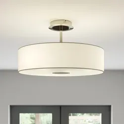 Lindby Deckenlampe Sebatin 40 cm – Elegante Beleuchtung für jeden Raum - Stilvolle Deckenlampe aus Stoff und Metall in Weiß, dimmbar für individuelle Lichtstimmung, ideal für Wohn- und Schlafzimmer.