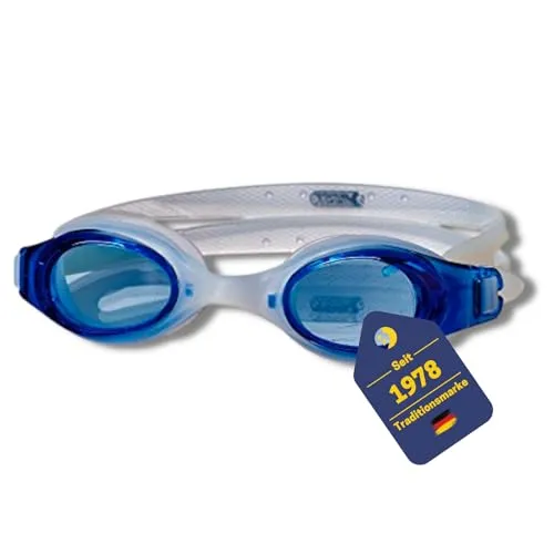 BEST SPORTING Schwimmbrille Kinder Luna mit UV-Schutz I Kinder Schwimmbrille Antifog blau/weiß I Taucherbrille Kinder Mädchen & Jungen I Swimming Goggles Kids I Schwimm-Zubehör