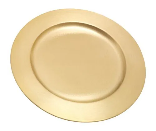 Kerzenteller, Dekoteller Messing Gold matt satiniert, Innen Ø 9 cm, Außen Ø 14 c