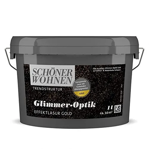 Glimmer-Optik Effektlasur Schöner Wohnen Gold 1 l - Farben für kreative Wandgestaltungen, verleiht edlen Glimmer-Effekt und sorgt für ein luxuriöses Ambiente.