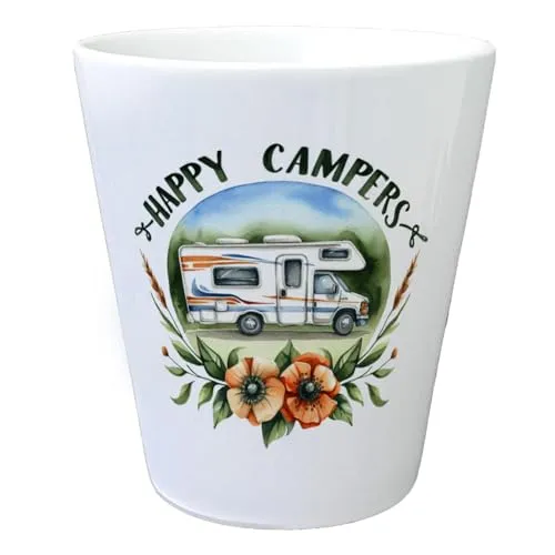 speecheese Wohnmobil Happy Campers Blumentopf Glückliche Camper dekorieren Ihr Fahrzeug und die Natur draußen im Hintergrund