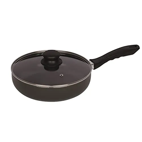 Alu Pfanne mit Glasdeckel Revention Riess - Pfanne 24 cm aus hochwertiger Aluminiumlegierung, ideal für energiesparendes Kochen und gleichmäßige Hitzeverteilung. Spülmaschinengeeignet und perfekt für Induktionsherde.