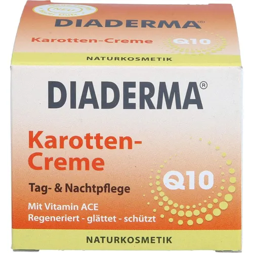 DIADERMA Karotten Creme plus Q10 50 ml - Gesichtspflege mit Coenzym Q10 und Karotten-Extrakt für regenerierte, geschützte Haut und einen vitalen Teint. 100% natürliche Inhaltsstoffe ohne synthetische Zusätze.