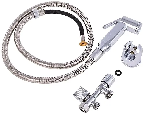 Rousseau WC-Duschset, komplettes ABS-Toilettenhygieneset mit Dusche, Stütze und 3-Wege-Wasserhahn, verchromt