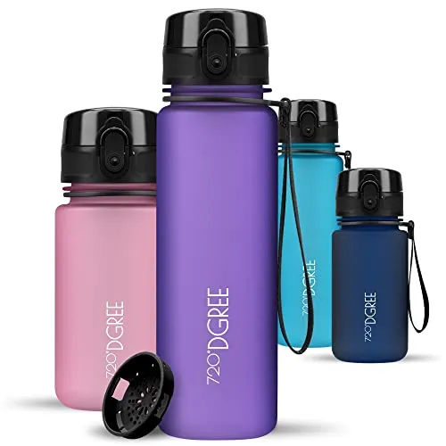 720°DGREE Trinkflasche Kinder 500ml “uberBottle“ softTouch +Sieb - Auslaufsicher, BPA-Frei - Flasche für Schule, Sport, Fitness - Wasserflasche aus Tritan - Schmal, Leicht, Stoßfest, Wiederverwendbar