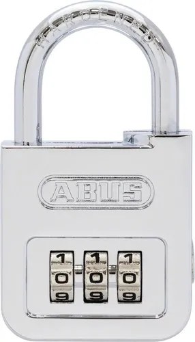 ABUS Zahlenschloss 160/40 - Hochglanz-Verchromtes Vorhängeschloss mit Individuell Einstellbarem Zahlencode - Zahlenschloss für mittlere Werte: Sicher, stabil und ohne Schlüssel dank 3-stelligem, anpassbarem Zahlencode. ABUS-Sicherheitslevel 5 für zuverlässigen Schutz.