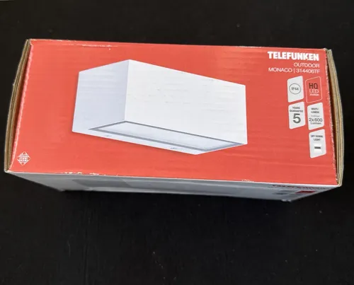 Telefunken LED Außen-Wandleuchte MONACO - Moderne LED-Außenwandleuchte aus Metall/Glas mit 1.200 Lumen, energiesparend und ideal für Hauswände oder Eingangsbereiche. Schützt vor Witterungseinflüssen mit IP44.