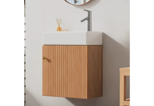 Flieks Waschtisch (1-St., Badschrank mit Keramikbecken wandhängend), Waschbeckenunterschrank mit Waschbecken Badmöbel in Breite 46 cm